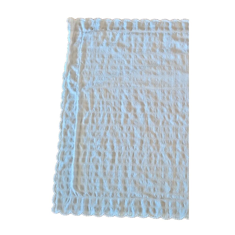 Pratesi basket weave cotton jacquard euro sham with embroidered scallop edge